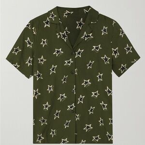 The Kooples Stars Olive Star Print Button Down Shirt